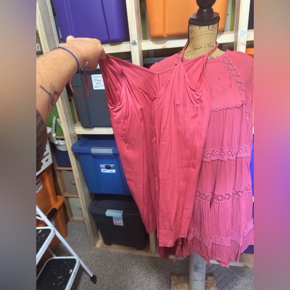 Free People Coral Lace Detail Women's Dress and slip - Picture 11 of 15